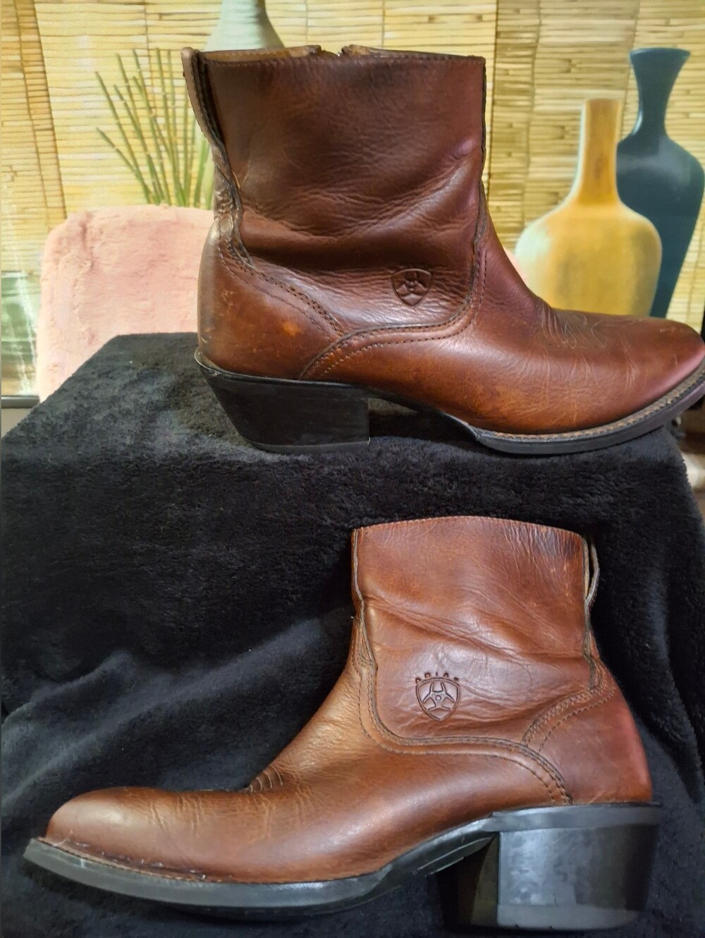 Ariat Brown Leather Western Ankle Boots